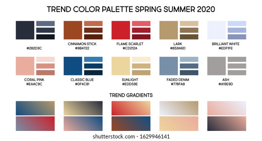 New fashion modern universal color trend Spring Summer 2020. Color palette forecast of the future color trend