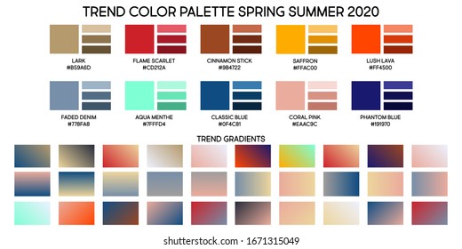 New Fashion Modern Universal Color Trend Spring Autumn 2020. Color Palette Forecast Of The Future Color Trend