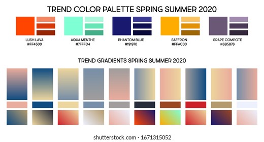 New fashion modern universal color trend Spring Autumn 2020. Color palette forecast of the future color trend