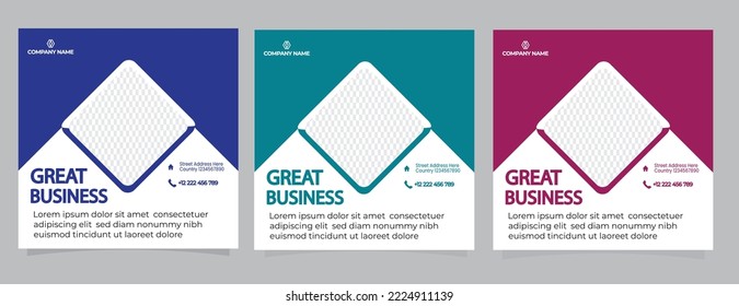 New fashion sale social media post template Set of Editable minimal square banner template.Suitable for social media post and web internet ads. Vector illustration with photo college