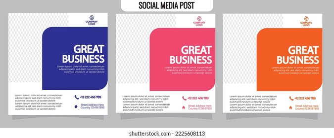 New fashion sale social media post template Set of Editable minimal square banner template.Suitable for social media post and web internet ads. Vector illustration with photo college