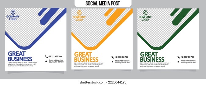 New fashion sale social media post template Set of Editable minimal square banner template.Suitable for social media post and web internet ads. Vector illustration with photo college