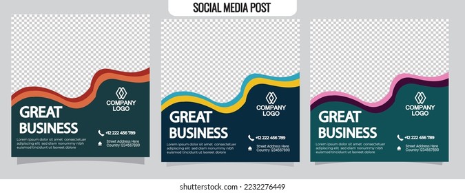 New fashion sale social media post template Set of Editable minimal square banner template.Suitable for social media post and web internet ads. Vector illustration with photo college