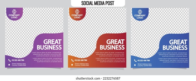 New fashion sale social media post template Set of Editable minimal square banner template.Suitable for social media post and web internet ads. Vector illustration with photo college