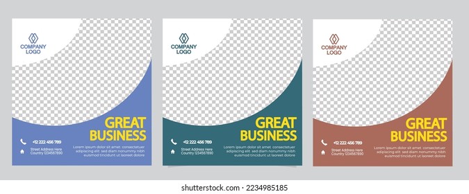 New fashion sale social media post template Set of Editable minimal square banner template.Suitable for social media post and web internet ads. Vector illustration with photo college
