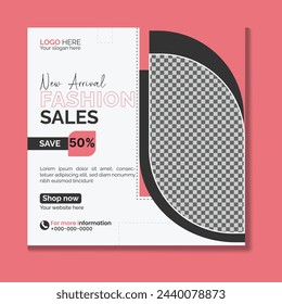 New Fashion social media post template fashion sale square social media sale banner template.
