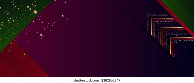 New Festive Night Christmas 2024 2025 gold design green red background abstract shiny color golden with lines and glitter sparkles