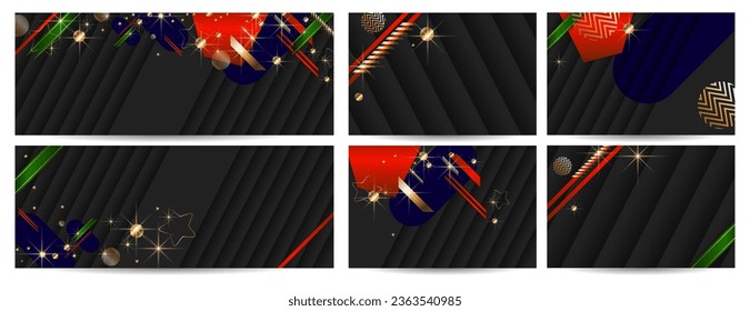 Neuer festlicher Shining-Set Weihnachtsgold Design schwarzer Hintergrund abstrakter glänzender goldener Farbe