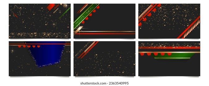 New festive Shining Set Christmas gold design black background abstract shiny color golden
