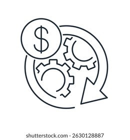New financial mechanism, tool. Business Financial technologies. Vector linear icon illustration isolated on white background.