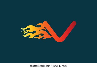 Nueva plantilla de diseño de logotipo de carta de fuego V