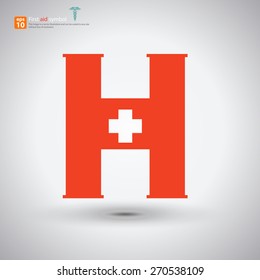 New first aid sign ,medical symbol with shadow on light background