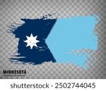 New Flag of Minnesota from brush strokes. United States of America.  Waving Flag Minnesota on transparent background for your web site design, logo, app, UI. Stock vector. Vector illustration EPS10.