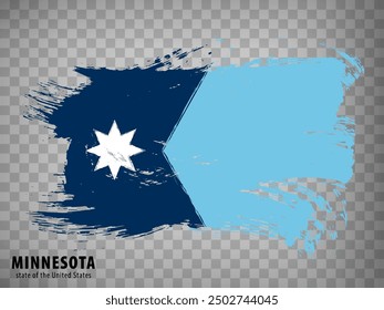 New Flag of Minnesota from brush strokes. United States of America.  Waving Flag Minnesota on transparent background for your web site design, logo, app, UI. Stock vector. Vector illustration EPS10.