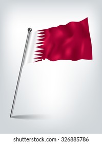 New Flag of Qatar with flag pole waving in the wind over isolated background. Vector