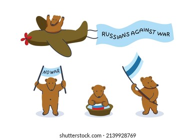 The new flag of Russia. Russian Bear against war