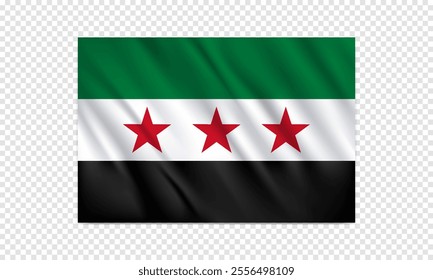 New flag of Syria, isolated on transparent background. National flag design.