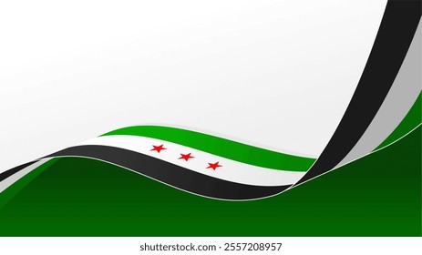 New Flag of Syrian Arab Republic, waving flag background for syria national day