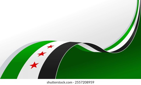 New Flag of Syrian Arab Republic, waving flag background for syria national day