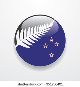 New flag of New Zealand as round glossy icon. Button with flag colors
