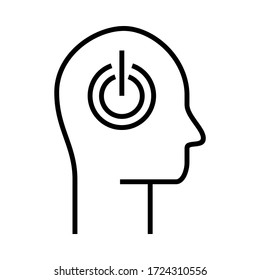 Nuevo icono de moda plana. Dentro del vector de cabeza con la ilustración del símbolo de apagado