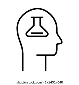 Nuevo icono de moda plana. Dentro del vector de la cabeza con la ilustración del símbolo del vidrio del matraz