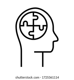 New flat trendy icon. Inside the head vectorwith puzzle symbol illustration