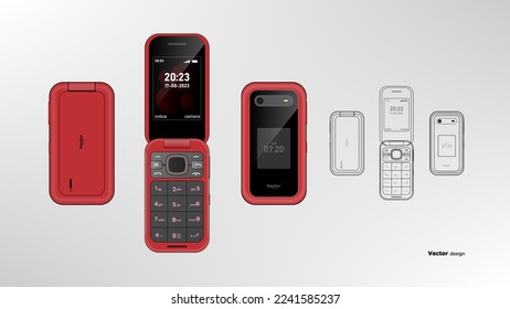 new flip feature phone background design vector