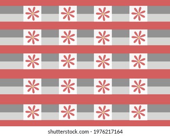 New floral design with stripes in shades of pink and gray. Background image for application or sublimation on curtains, handkerchiefs, napkins, pillows and blankets.