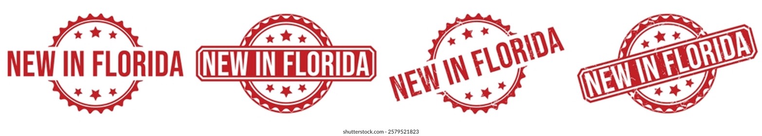 NEW IN FLORIDA red rubber stamp vector design.