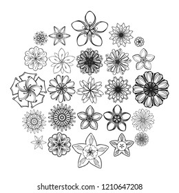 New flower icon set. Simple set of new flower vector icons for web design isolated on white background
