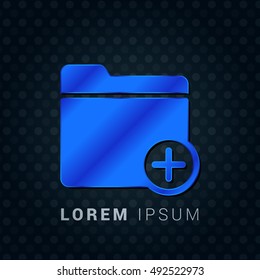New Folder Blue metallic chromium precious Icon / Logo Design