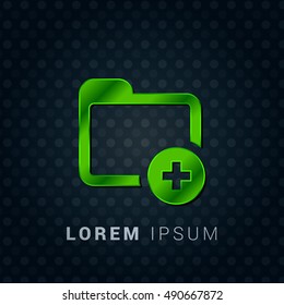 New Folder Bright Green chromium precious metallic 3D Icon / Logo Design