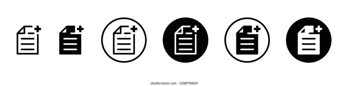 New folder or document icon vector set. Add new worksheet symbol silhouette