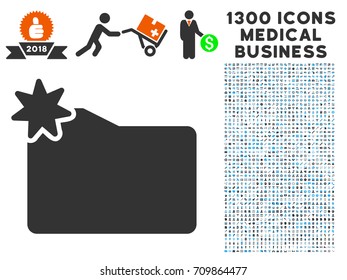 New Folder gray vector icon with 1300 healthcare commercial symbols. Clipart style is flat bicolor light blue and gray pictograms.