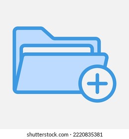 New folder icon in blue style, use for website mobile app presentation