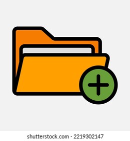 Nuevo icono de carpeta con estilo de línea rellenado, uso para presentación de aplicación móvil del sitio web