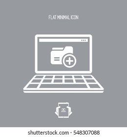 New folder on laptop - Vector flat minimal icon