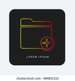 New Folder Red & Orange gradient attractive line thin icon / logo design