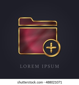 New Folder Red Ruby with Golden Frame Precious Jewellery Icon / Logo Design