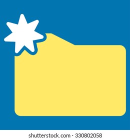 New Folder vector icon. Style is bicolor flat symbol, yellow and white colors, rounded angles, blue background.