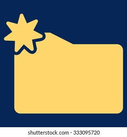 New Folder vector icon. Style is flat symbol, yellow color, rounded angles, blue background.