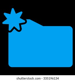 New Folder vector icon. Style is flat symbol, blue color, rounded angles, black background.