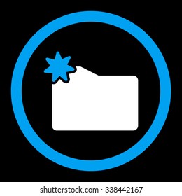 New Folder vector icon. Style is bicolor flat rounded symbol, blue and white colors, rounded angles, black background.