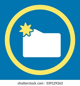 New Folder vector icon. Style is bicolor flat rounded symbol, yellow and white colors, rounded angles, blue background.