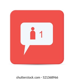 new follower flat icon vector isolated on red background