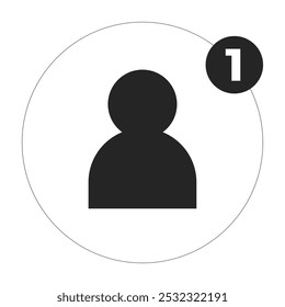 New follower notification black and white 2D line object. Social media friend request. Social network sign isolated clip art vector outline item. Subscribe friendship. Monochromatic spot illustration