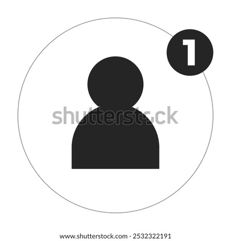 New follower notification black and white 2D line object. Social media friend request. Social network sign isolated clip art vector outline item. Subscribe friendship. Monochromatic spot illustration