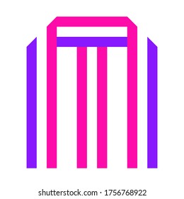 Nueva fuente doblada a partir de dos cintas de papel de color. Alfabeto de moda, letra vectorial M sobre fondo blanco, ilustración vectorial 10EPS