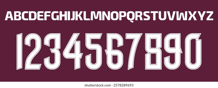 new font vector team Deportes Tolima 2024 kit sport style font. football style font with lines and points inside, font. sports style letters and numbers for soccer team